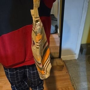 Striped Beige and Orange Shoulder Bag